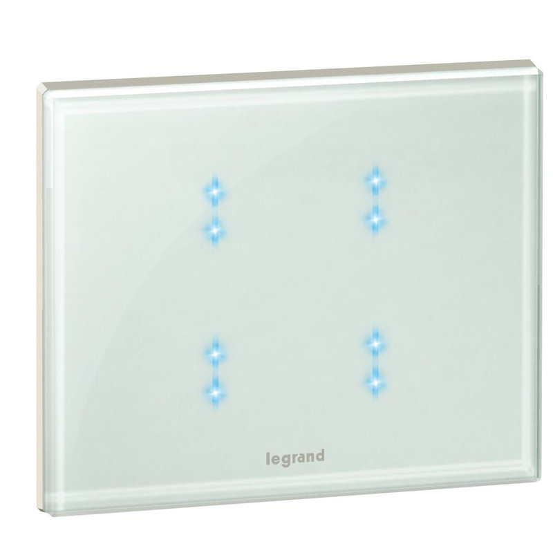 Legrand 067572 - Commande filaire tactile BUS KNX Céliane avec 4 touches - verre Kaolin