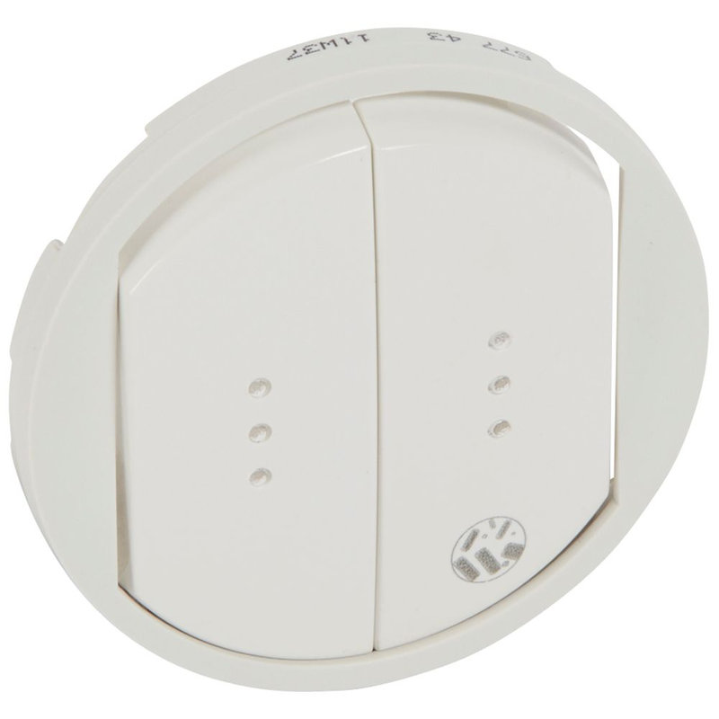 Legrand 067743 - Enjoliveur antimicrobien Céliane double inter/va-et-vient/poussoir +voyant Blanc