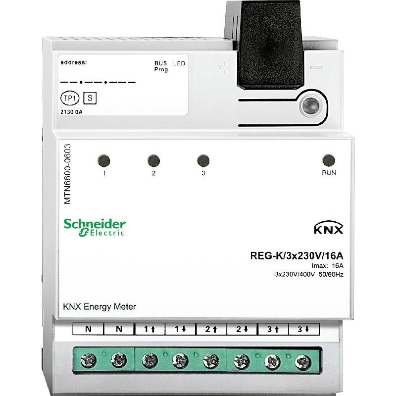 KNX - compteur d'énergie - 3 canaux - 16A par cana MTN6600-0603