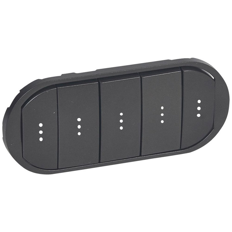 Legrand 067906 - Enjoliveur Céliane inter/va-et-vient/poussoir -5 commandes avec voyant -graphite