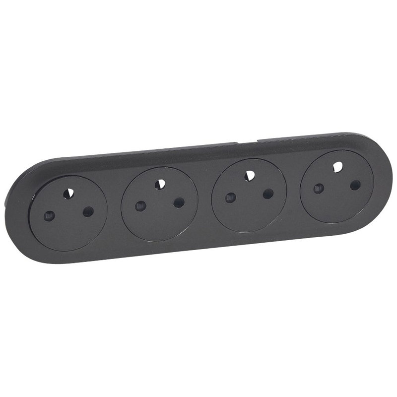 Legrand 067914 - Enjoliveur Céliane quadruple prise 2P+T Surface précablée compacte -graphite