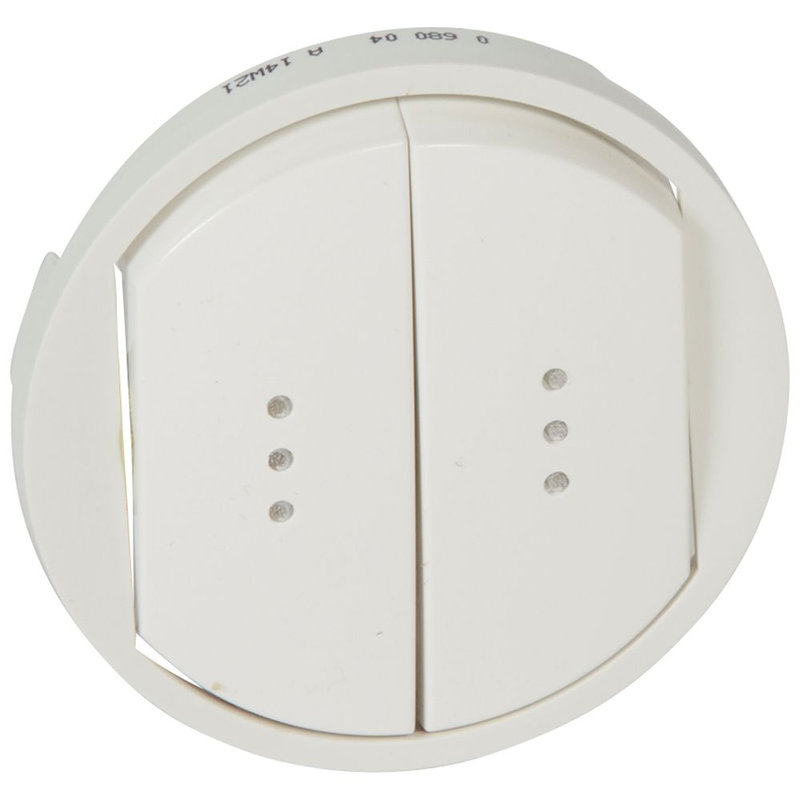 Legrand 068004 - Enjoliveur large Céliane double inter, va-et-vient ou poussoir avec voyant-blanc