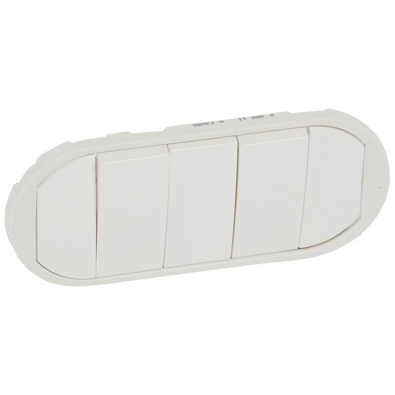 Legrand 068011 - Enjoliveur large Céliane interrupteur/va-et-vient/poussoir 5 commandes - Blanc