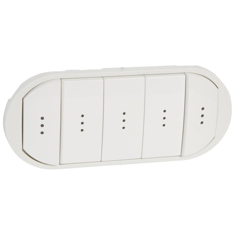 Legrand 068020 - Enjoliveur Céliane inter, va-et-vient ou poussoir 5 commandes avec voyant -Blanc