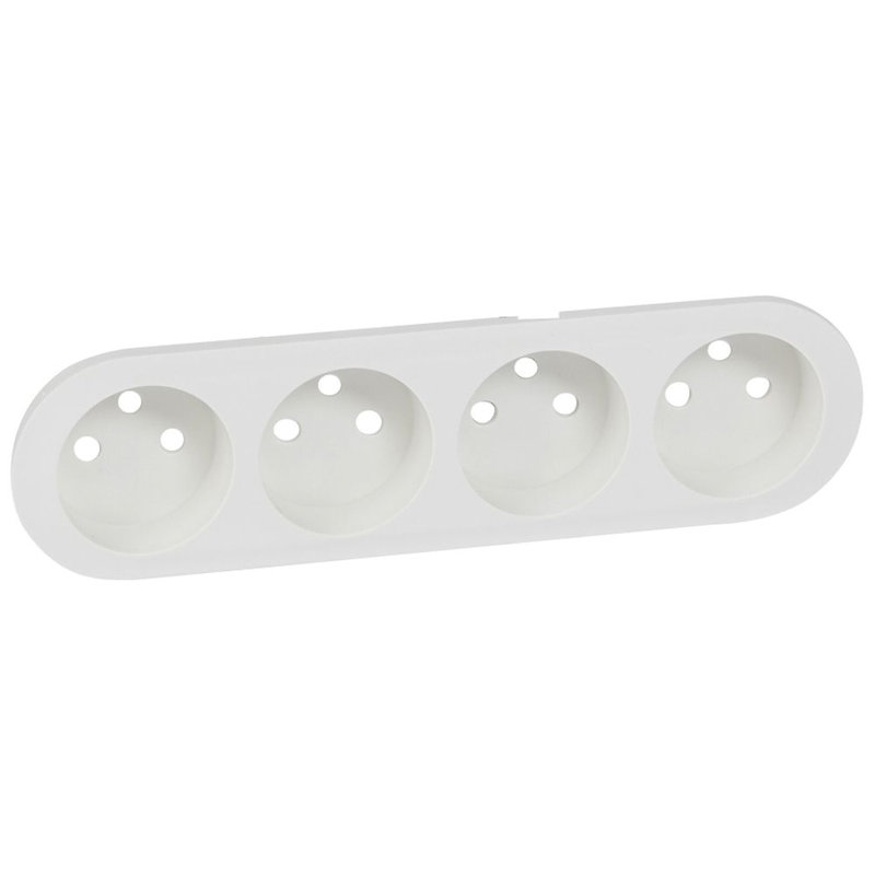 Legrand 068125 - Enjoliveur Céliane quadruple prise 2P+T standard précablée compacte - Blanc