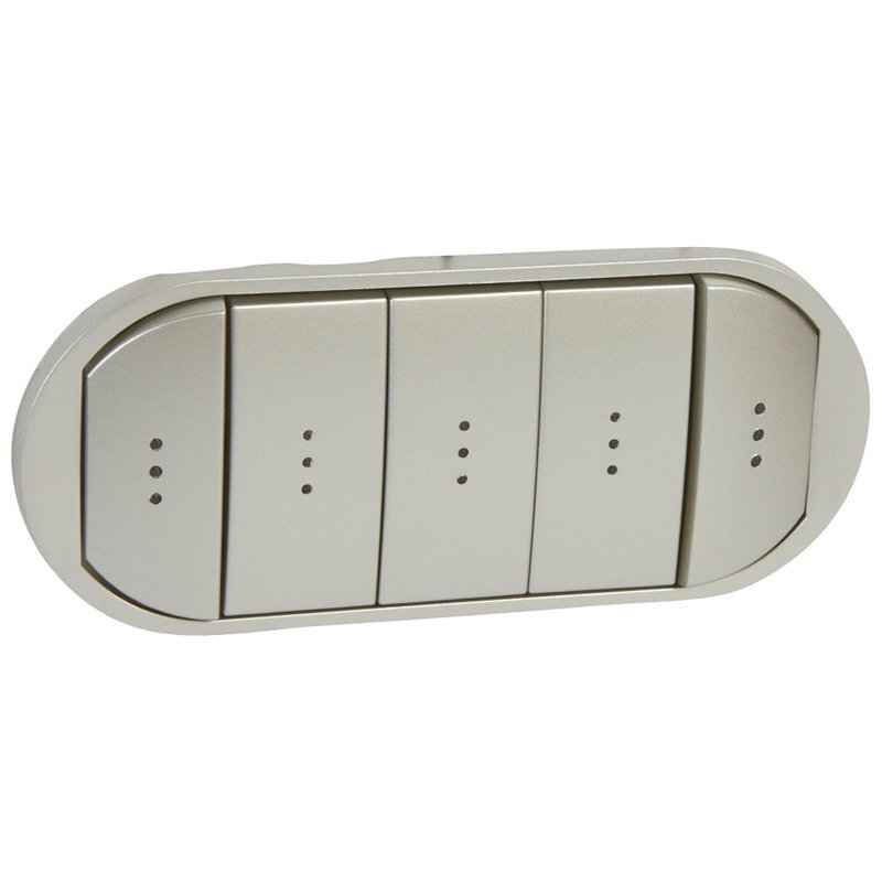 Legrand 068320 - Enjoliveur Céliane inter/va-et-vient/poussoir - 5 commandes avec voyant -titane