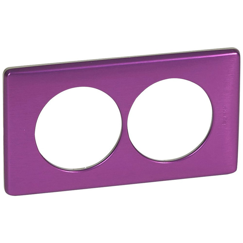 Legrand 068718 - Plaque Céliane Métal 2 postes pour rénovation entraxe 57mm finition Violet irisé