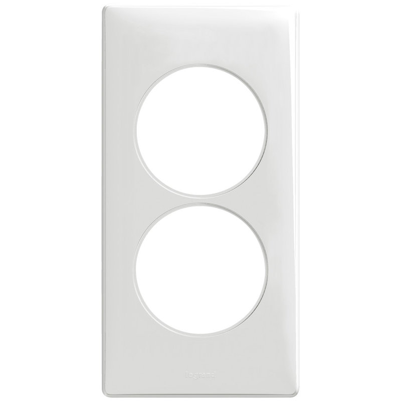 Legrand 068808 - Plaque Céliane Laqué 2 postes pour rénovation entraxe 57mm - finition Blanc