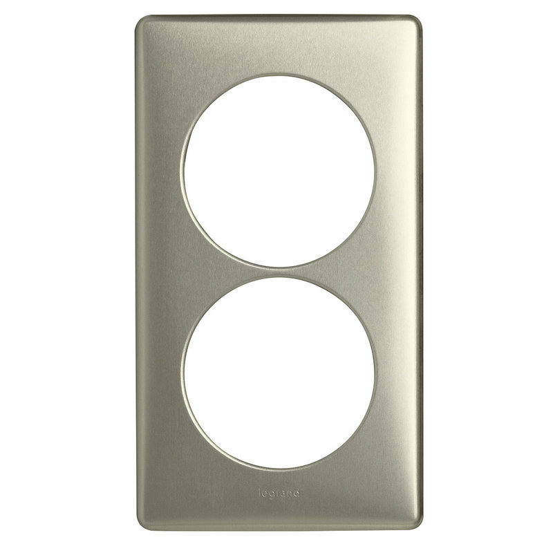 Legrand 068908 - Plaque Céliane Métal 2 postes pour rénovation entraxe 57mm - finition Titane