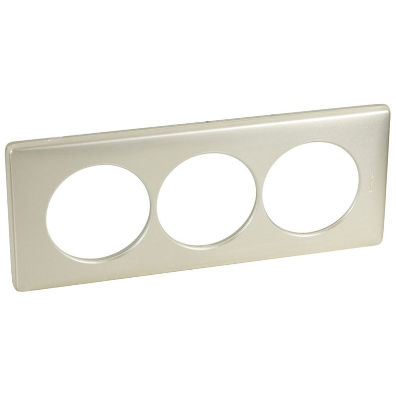 Legrand 068909 - Plaque Céliane Métal 3 postes pour rénovation entraxe 57mm - finition Titane
