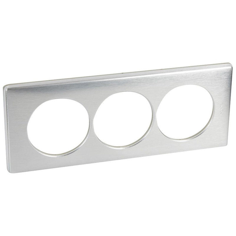 Legrand 068929 - Plaque Céliane Métal 3 postes pour rénovation entraxe 57mm - finition Aluminium