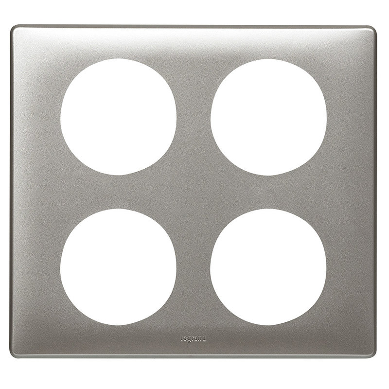 Legrand 068968 - Plaque Céliane Métal 2x2 postes - finition Titane