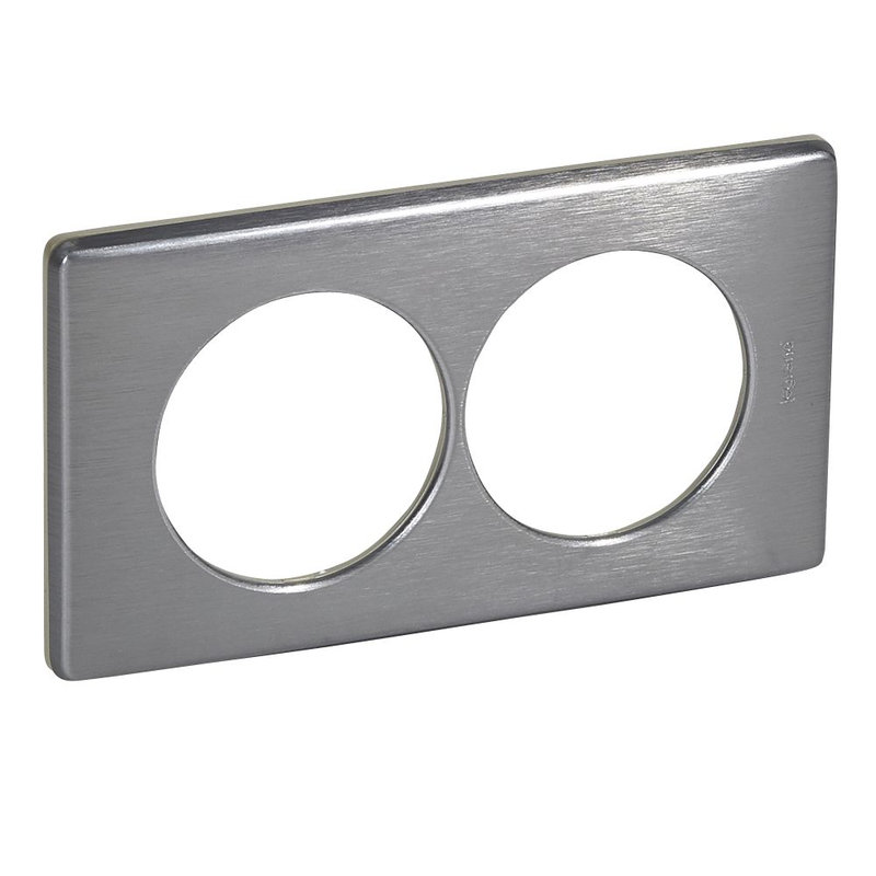 Legrand 068978 - Plaque Céliane Métal 2 postes pour rénovation entraxe 57mm - finition Tungstène