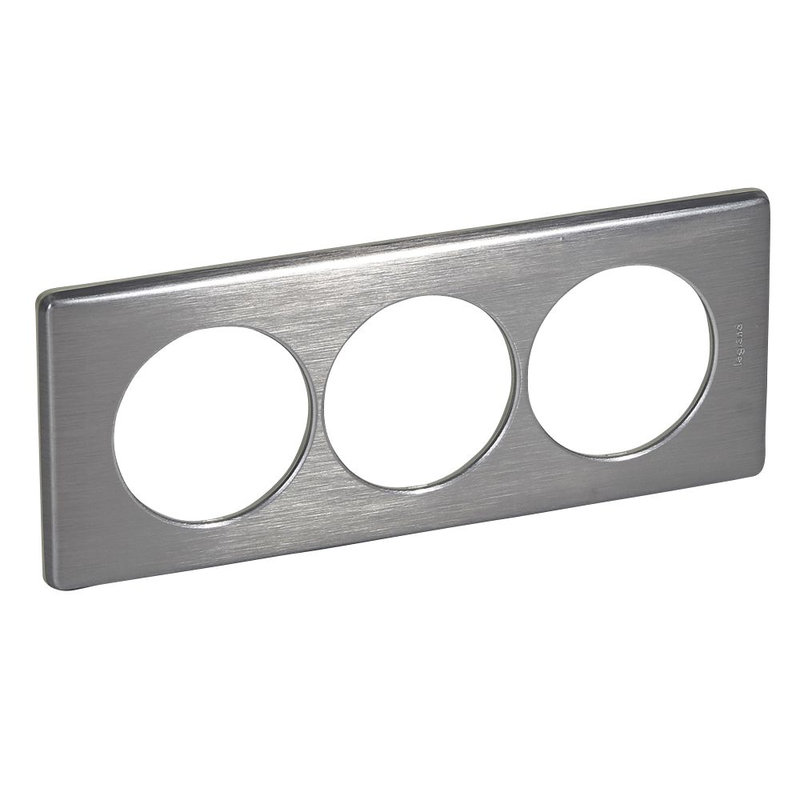 Legrand 068979 - Plaque Céliane Métal 3 postes pour rénovation entraxe 57mm - finition Tungstène