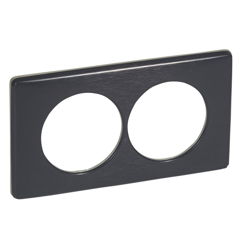Legrand 068988 - Plaque Céliane Métal 2 postes pour rénovation entraxe 57mm - finition Carbone
