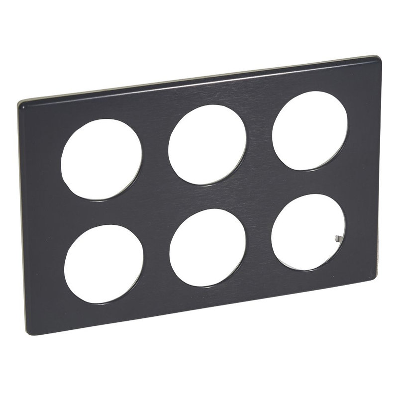 Legrand 068990 - Plaque Céliane Métal 2x3 postes - finition Carbone