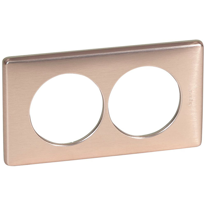 Legrand 068998 - Plaque Céliane Métal 2 postes pour rénovation entraxe 57mm - finition Copper