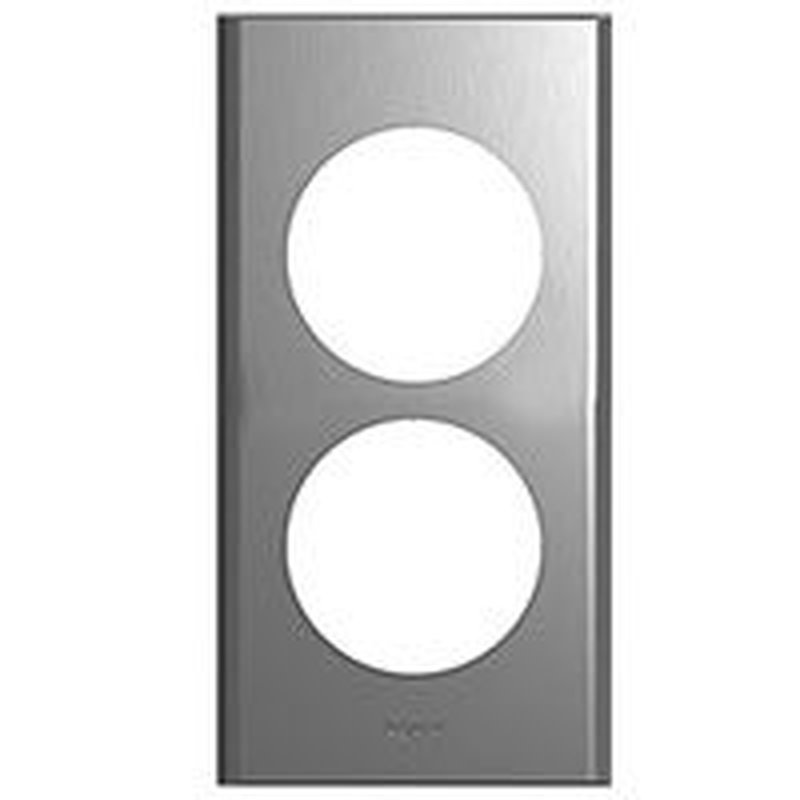 Legrand 069108 - Plaque Céliane Matières 2 postes pour rénovation entraxe 57mm - Inox Brossé