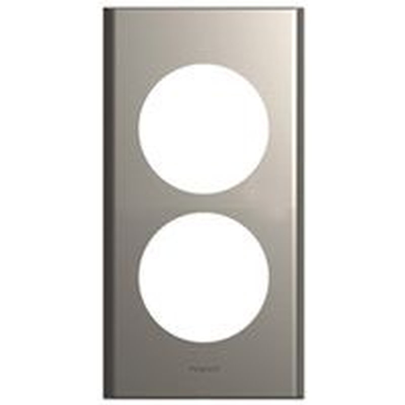 Legrand 069118 - Plaque Céliane Matières 2 postes pour rénovation entraxe 57mm - Nickel Velours