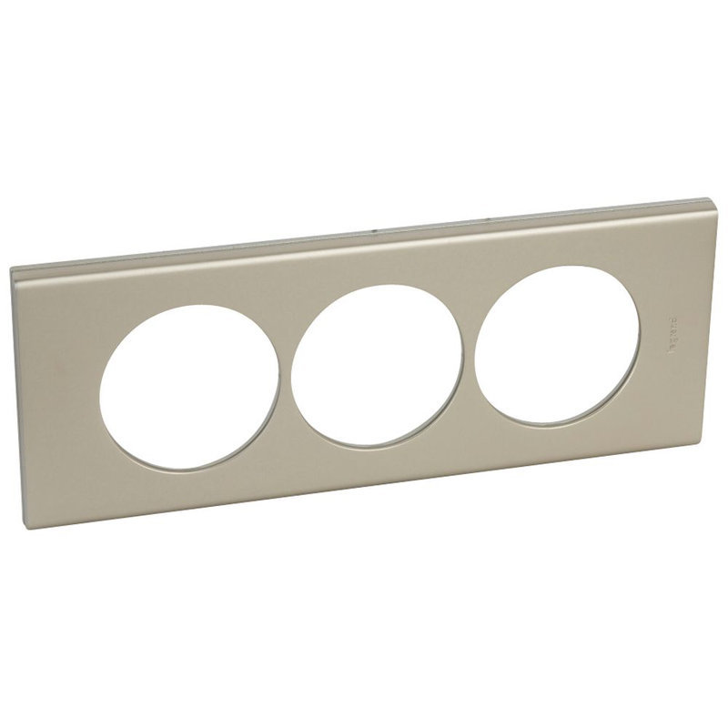 Legrand 069119 - Plaque Céliane Matières 3 postes pour rénovation entraxe 57mm - Nickel Velours