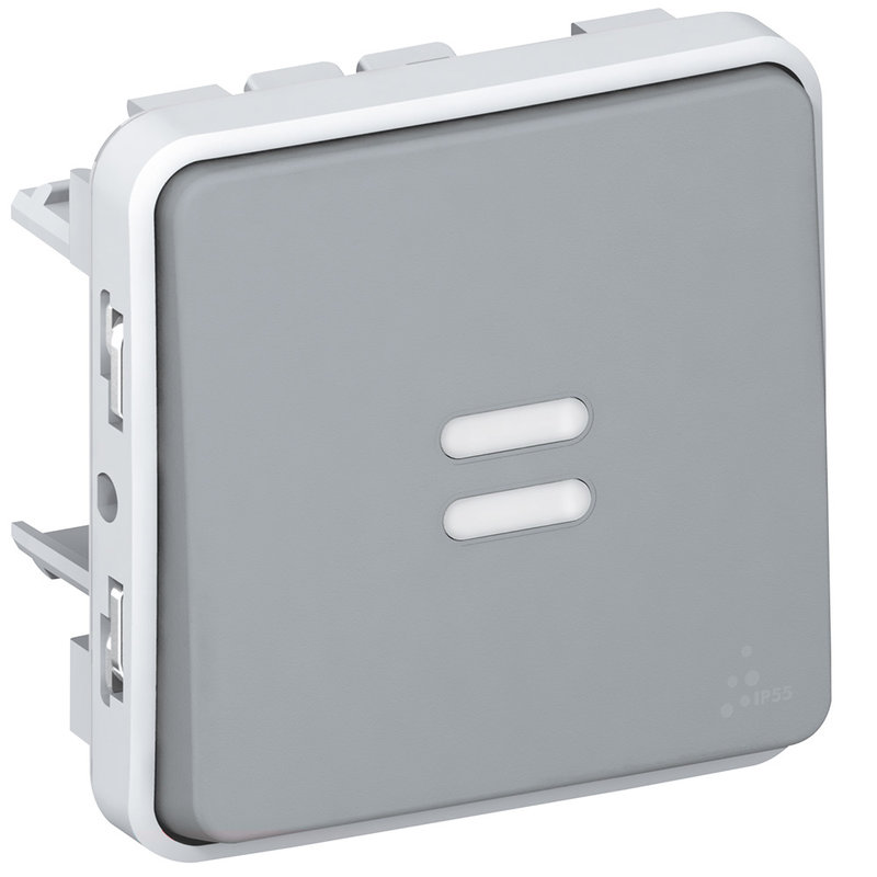 Legrand 069514 - Interrupteur/va-et-vient témoin câblage existant Plexo compo IP55 10AX 250V gris