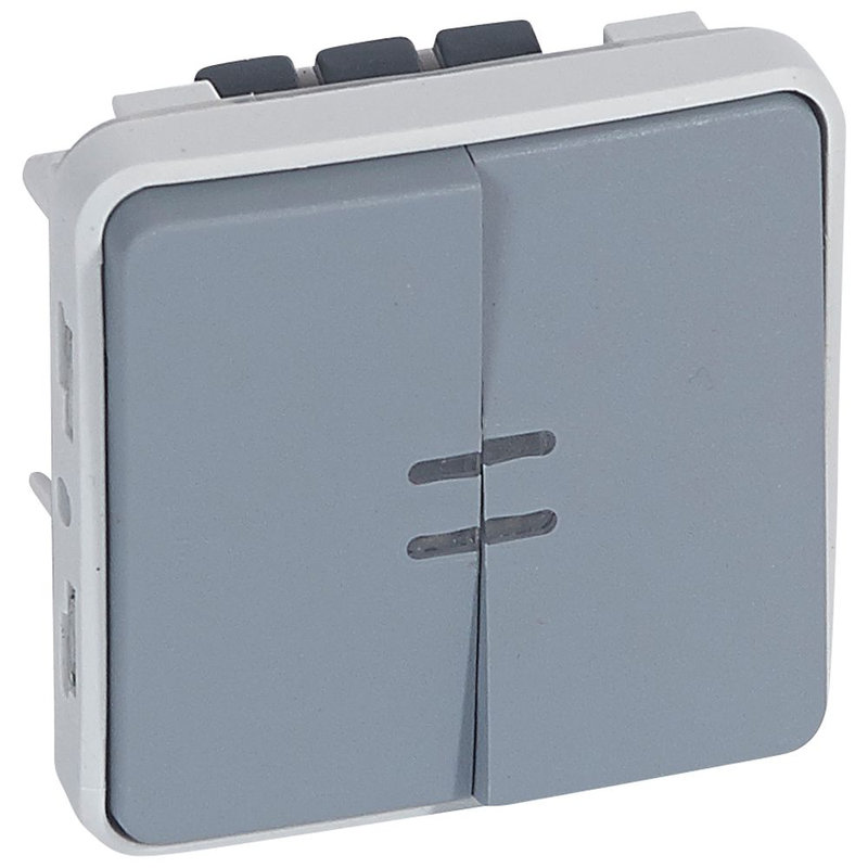 Legrand 069519 - Interrupteur ou va et vient + poussoir inverseur lumineux Plexo composable gris