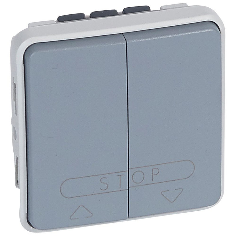 Legrand 069539 - Double poussoir étanche pour volets roulants Plexo composable IP55 10A 250V gris