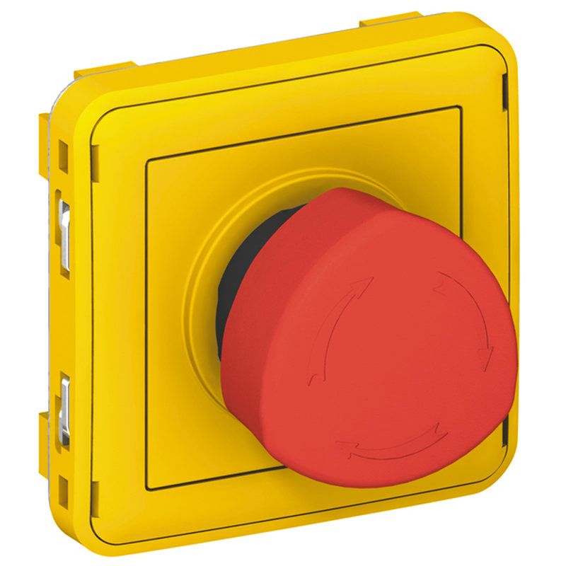 Legrand 069549 - Poussoir à déverrouillage par 1/4 de tour étanche Plexo composable gris/jaune