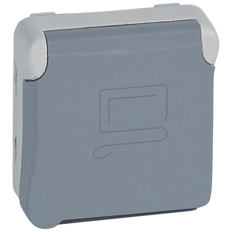 Legrand 069553 - Prise de courant étanche 2P+T à détrompage Plexo composable IP55 16A 250V - gris