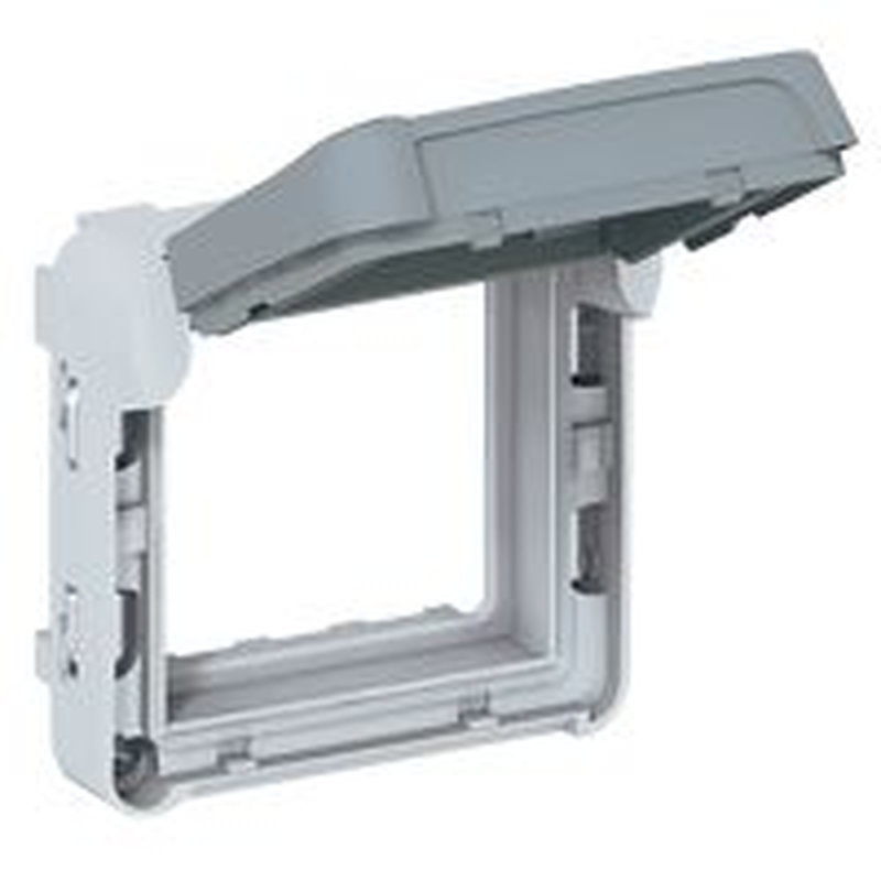 Legrand 069579 - Adaptateur à volet fumé Plexo composable IP55 pour Mosaic 2 modules - gris/blanc