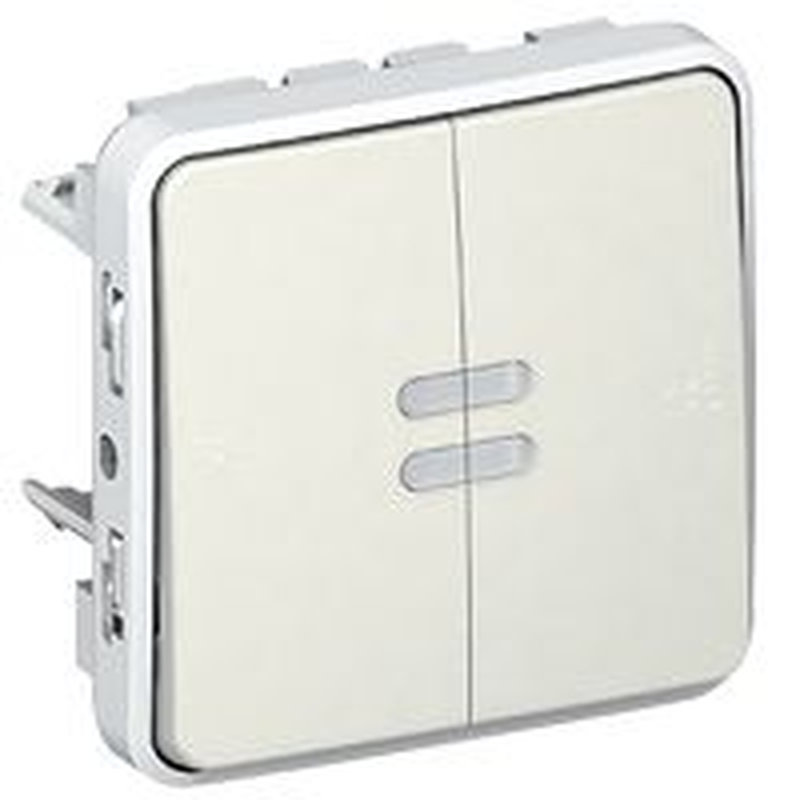 Legrand 069619 - Interrupteur ou va et vient + poussoir inverseur lumineux Plexo composable blanc