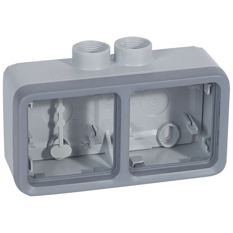 Legrand 069674 - Boîtier à presse-étoupe 2 postes horizontaux PG16 Plexo composable IP55 - gris