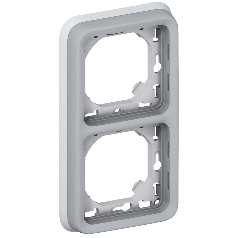 Legrand 069685 - Support plaque étanche 2 postes verticaux Plexo composable IP55 - gris
