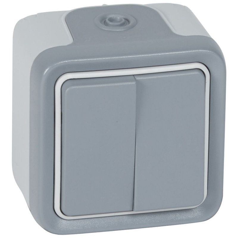 Legrand 069715 - Double interrupteur ou va-et-vient étanche Plexo complet IP55 saillie - gris