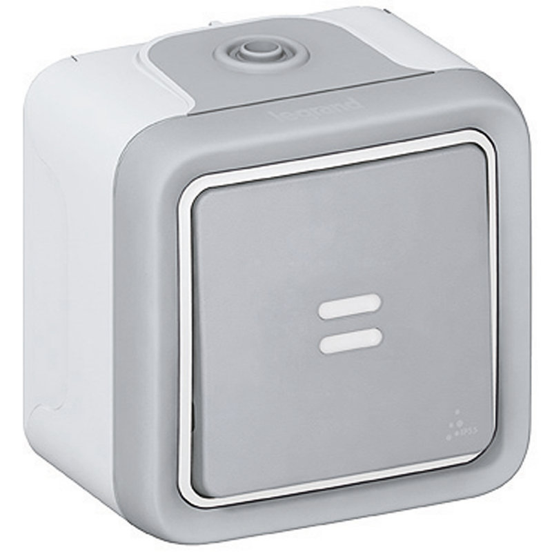 Legrand 069723 - Poussoir témoin étanche 10A Plexo complet IP55 saillie - gris