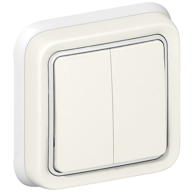 Legrand 069855 - Double interrupteur ou va-et-vient étanche Plexo complet IP55 encastré - blanc
