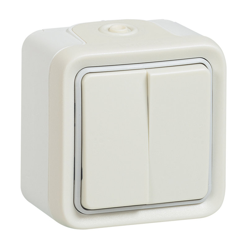 Legrand 069916 - Double interrupteur ou va-et-vient Plexo apparent - Blanc