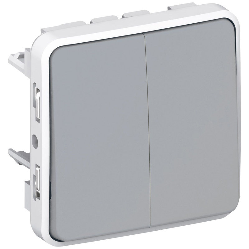 Legrand 069925 - Double interrupteur ou va-et-vient Plexo - Gris