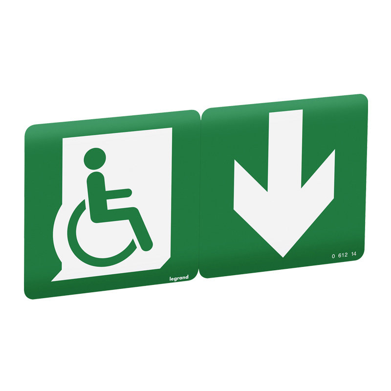 Legrand 061214 - Etiquette évacuation repositionnable, recyclable personne mobilité reduite