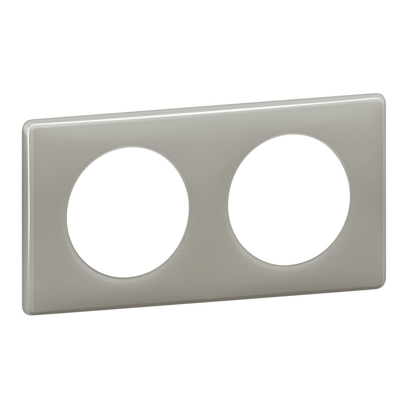 Legrand 066602 - Plaque Céliane Laqué 2 postes - finition Gris Perle