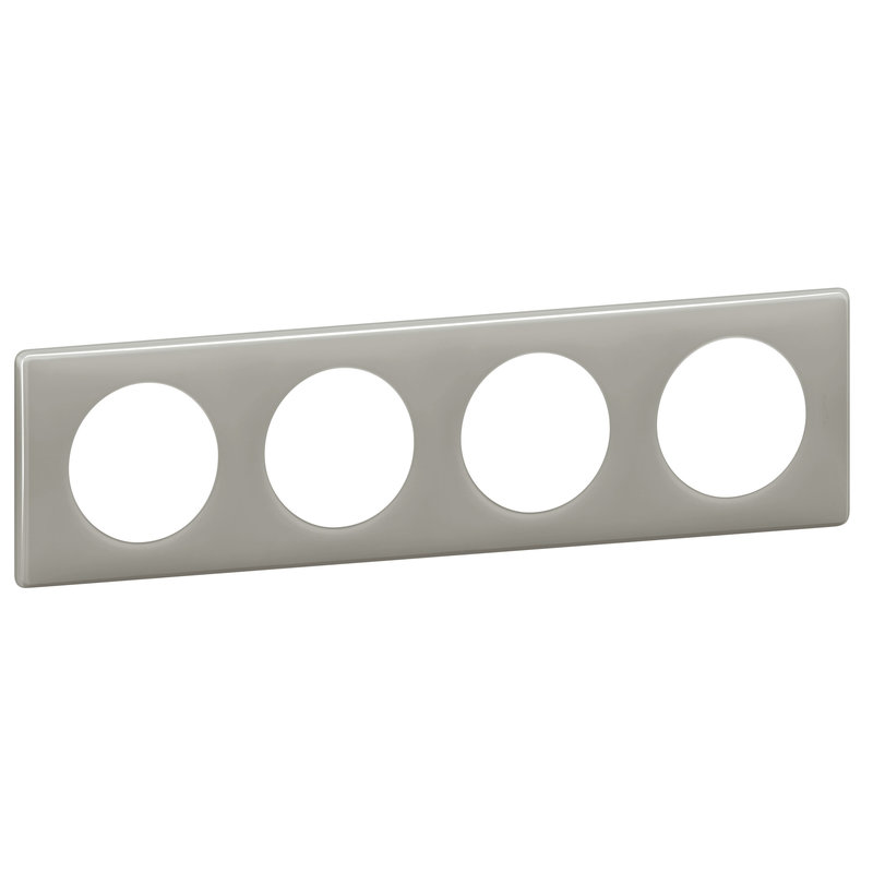 Legrand 066604 - Plaque Céliane Laqué 4 postes - finition Gris perle