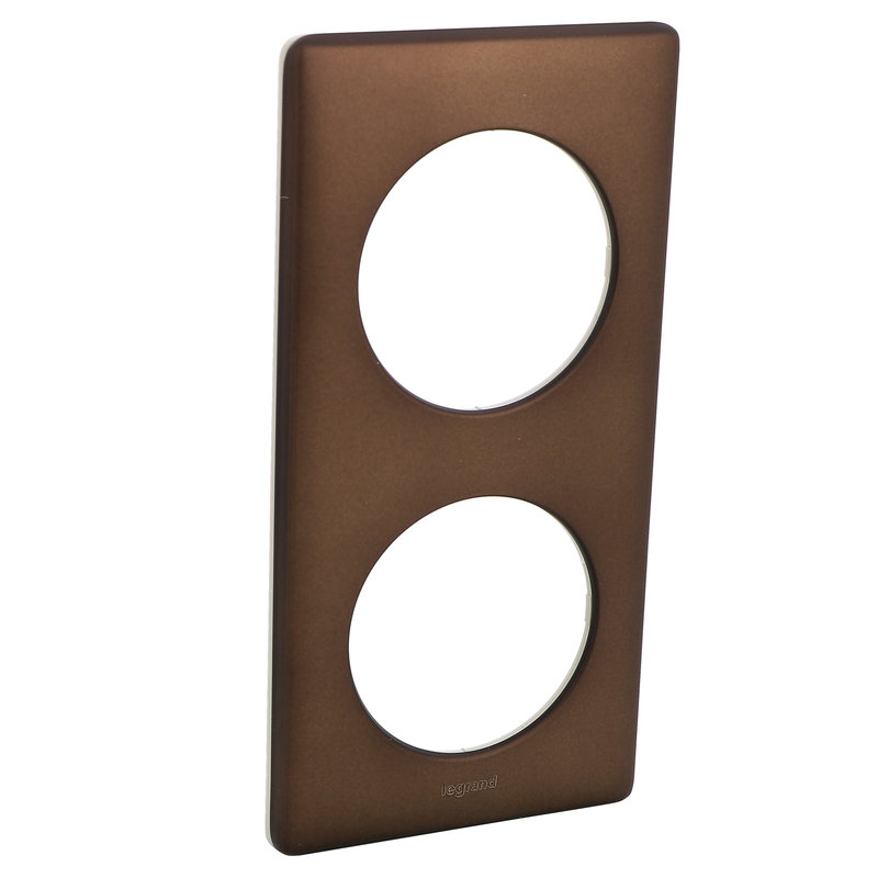 Legrand 066792 - Plaque Céliane 2 postes finition Alu Chocolat