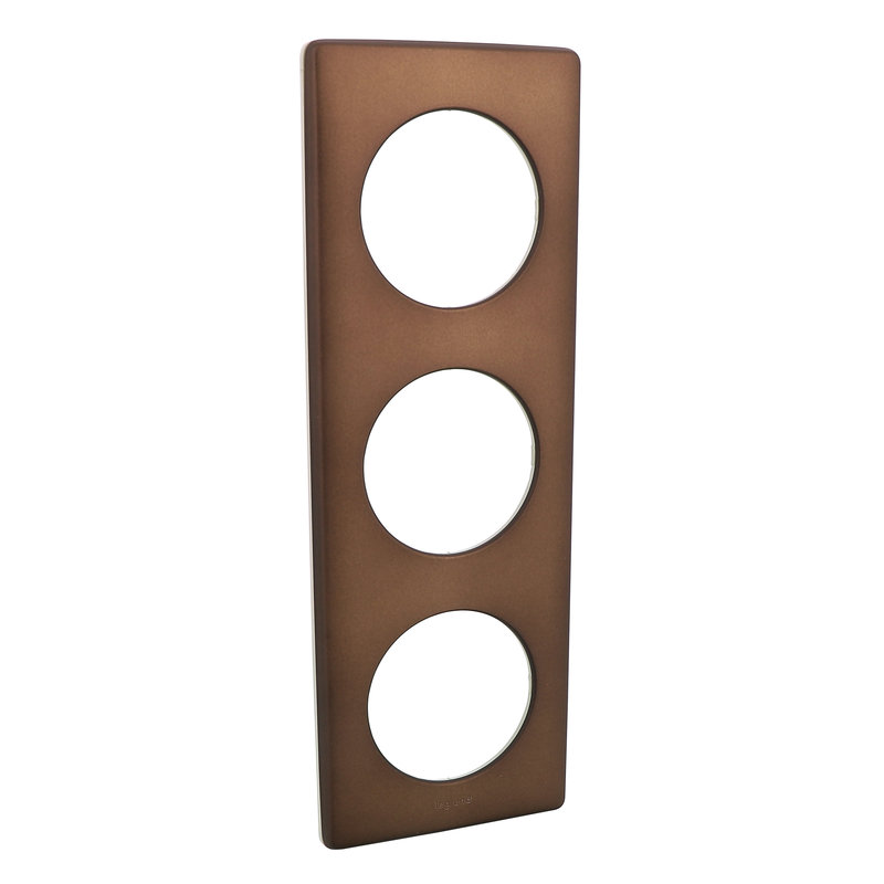 Legrand 066793 - Plaque Céliane 3 postes finition Alu Chocolat