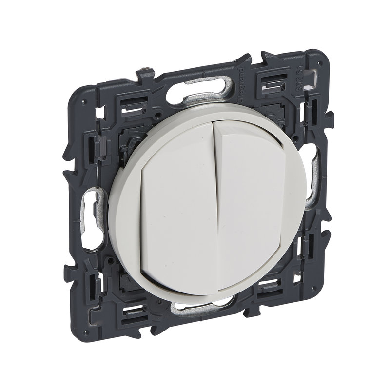 Legrand 067705 - Interrupteur ou va-et-vient + poussoir inverseur Céliane enjo blanc et support