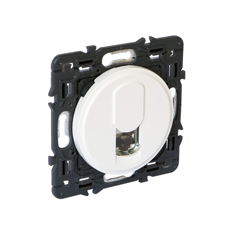 Legrand 067719 - Prise télephone RJ45 catégorie 6 STP Céliane avec enjoliveur blanc et support
