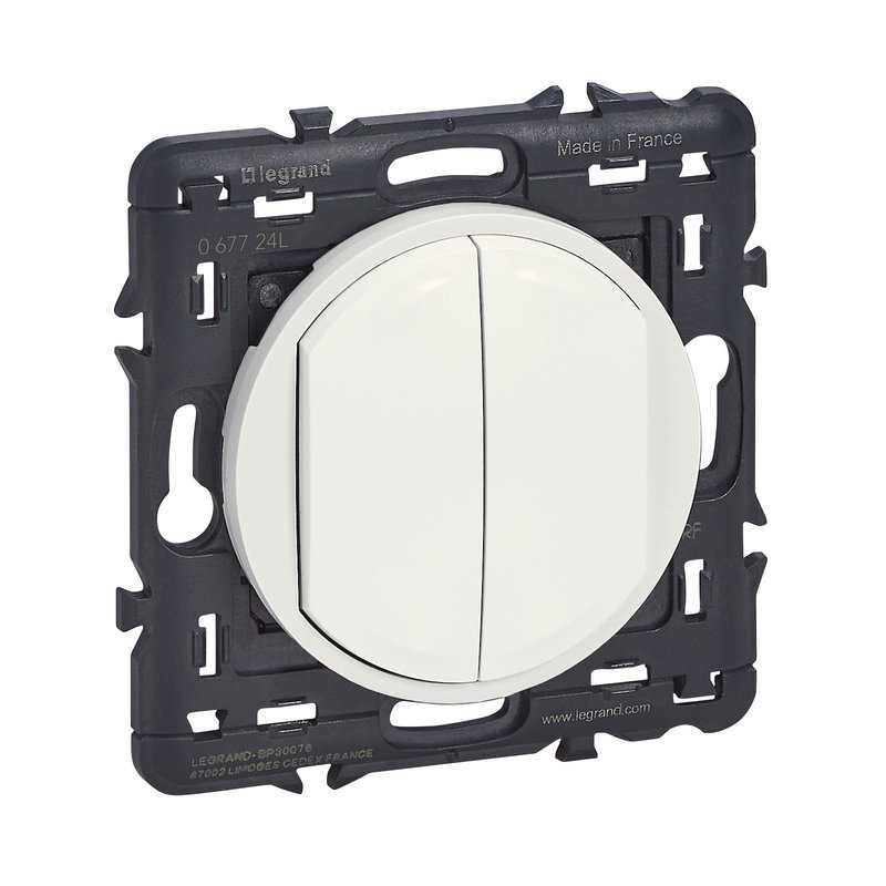 Legrand 067724L - Commande double sans fil sans pile d'éclairage Céliane with Netatmo - blanc