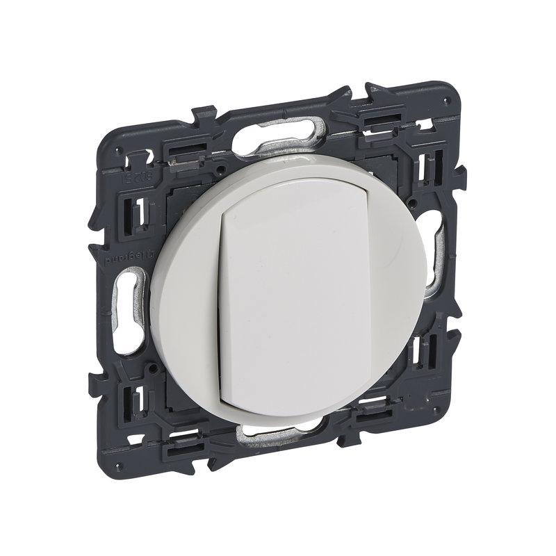 Legrand 067731 - Poussoir inverseur Céliane 6A avec enjoliveur blanc et support