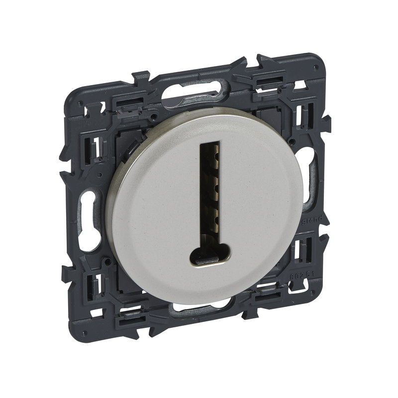 Legrand 067736 - Prise téléphone en T Céliane avec enjoliveur titane et suppport