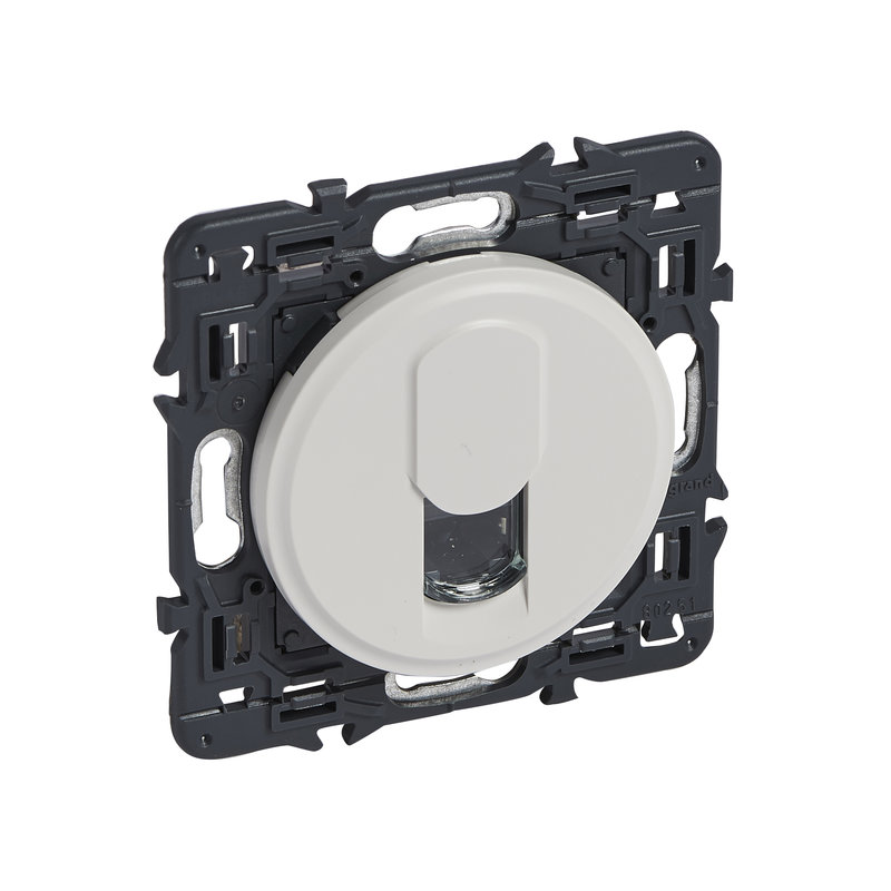 Legrand 067737 - Prise téléphone RJ45 Céliane avec enjoliveur blanc et support