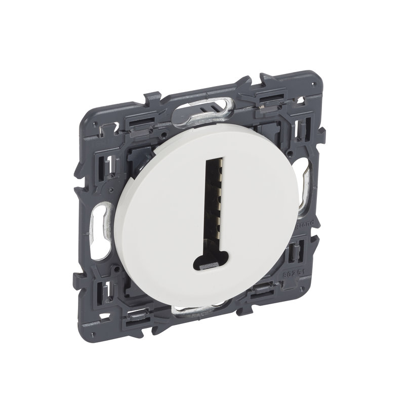 Legrand 067738 - Prise téléphone 8 contacts en T Céliane avec enjoliveur blanc et support
